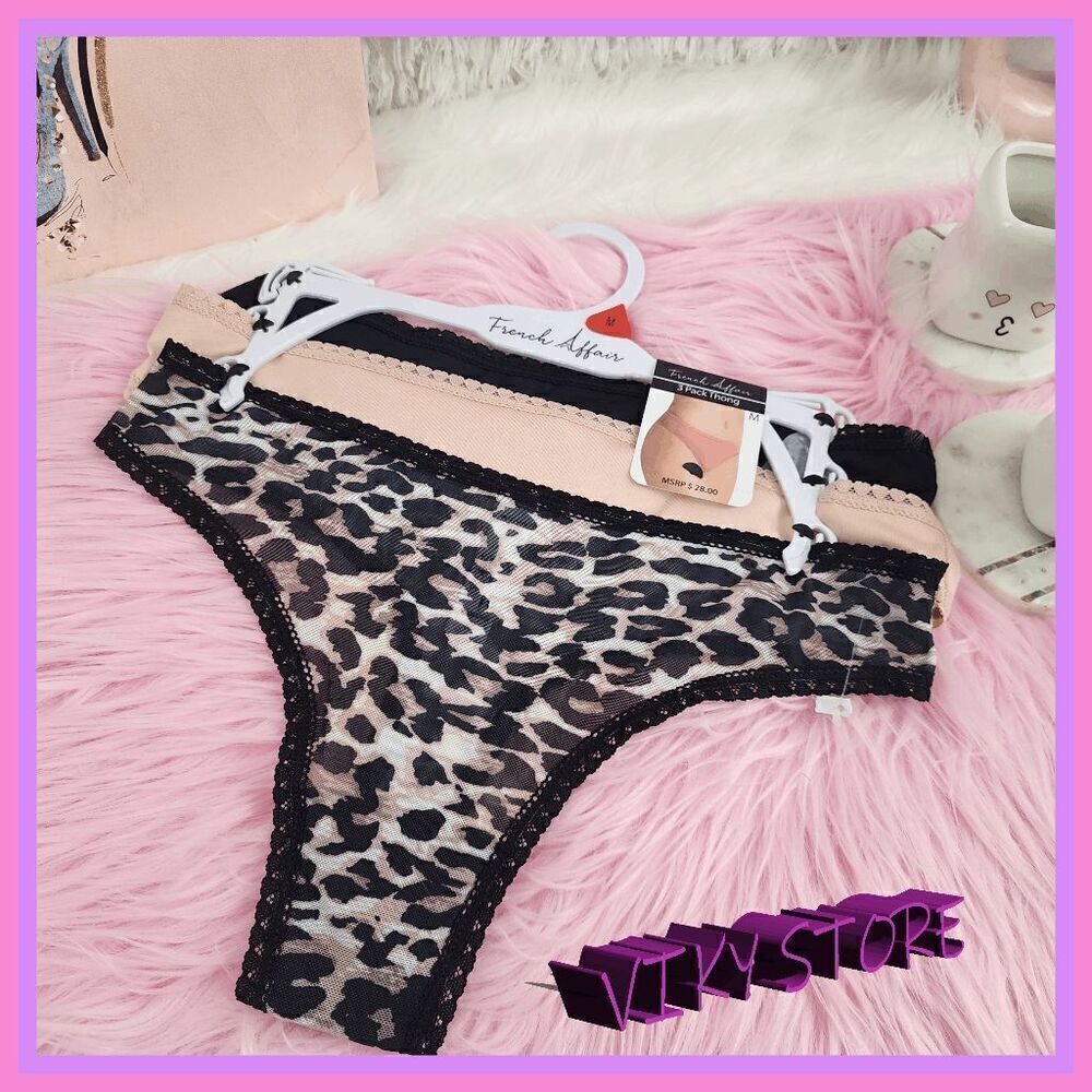 NWT 💕 French Affair Sexy 3-Pack Tanga Multicolor Medium Flattering Fit #7109 💕